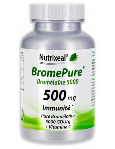 Bromélaïne (bromelase) hautement concentrée : 5000 GDU / g minimum.