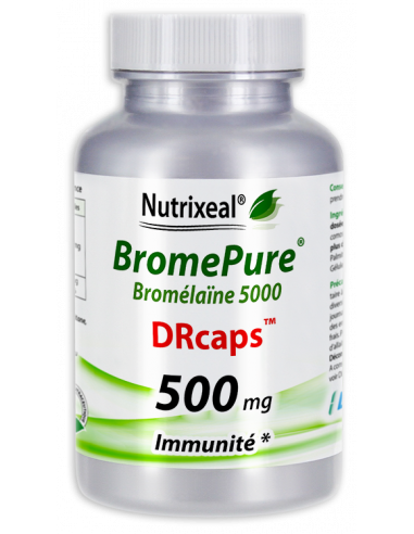 BromePure 500 mg DRcaps : bromélaïne 5000 GDU/g (bromelase), en gélules