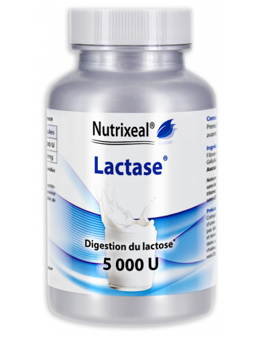 Lactase haute concentration : 5 000 U par gélule végétale. Digestion du lactose.