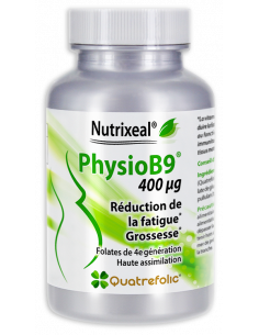 Vitamine B9 (Quatrefolic® : 5 méthyl tétrahydrofolate de glucosamine) : 400 µg par gélule végétale.