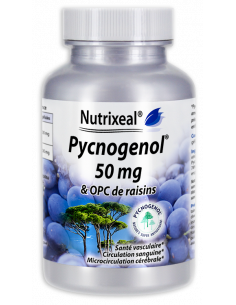 Pycnogenol Nutrixeal 50 mg : extrait breveté de pin maritime des landes et OPC de raisins.