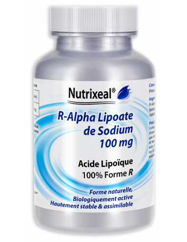 Nutrixeal : acide R-alpha lipoïque (R-lipoate de sodium) sous sa forme la plus pure et la plus stable.