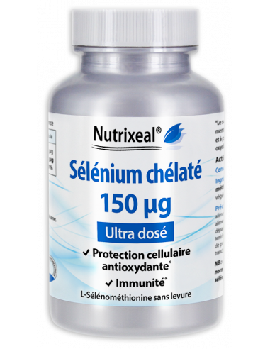 Nutrixeal : Sélénium 150 µg par gélule végétale, sous forme de L-sélénométhionine, ultra haute concentration.