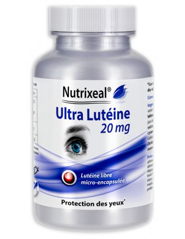 Ultra Lutéine Nutrixeal : lutéine libre naturelle micro-encapsulée hautement concentrée : 20 mg par gélule.
