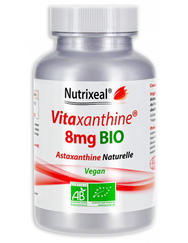 Vitaxanthine BIO 8 mg Nutrixeal : astaxanthine végétale 8 mg par gélule licaps.