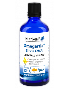 Omegartic Elixir DHA Nutrixeal : omega-3 liquides EPA/DHA, qualité EPAX, ultra concentrés.