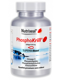 Pure huile de Krill purifiée et concentrée de très haute qualité, omega-3 phospholipides et astaxanthine.