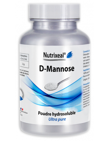 D-mannose pur en poudre hydrosoluble, vegan, gout neutre. Nutrixeal