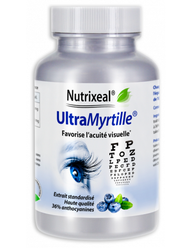 UltraMyrtille Nutrixeal : extraits de myrtille concentrés, complément alimentaire pour la vision, acuité visuelle.