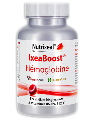 IxeaBoost Hémoglobine : Fer chélaté et vitamines B6, B9, B12 et C